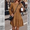 Plus Size Women's Corduroy Loose Hem Dress - European & American Style