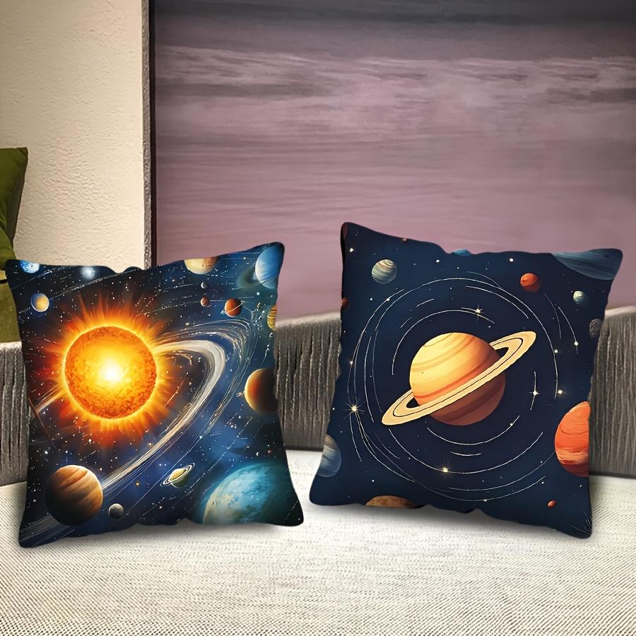 Galaxy-Inspired Throw Pillow Cover - 17.7x17.7 Inch, Polyester, Machine Washable, Zip Closure, Contemporary Style, 1pc