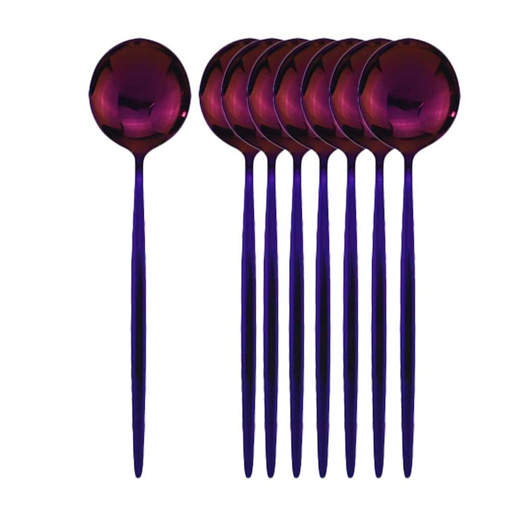 

8 шт. черное золото, обеденная ложка, столовая посуда из нержавеющей стали, серебро, золотая посуда, кухонные столовые приборы, столовые приборы 8pcs фиолетовый