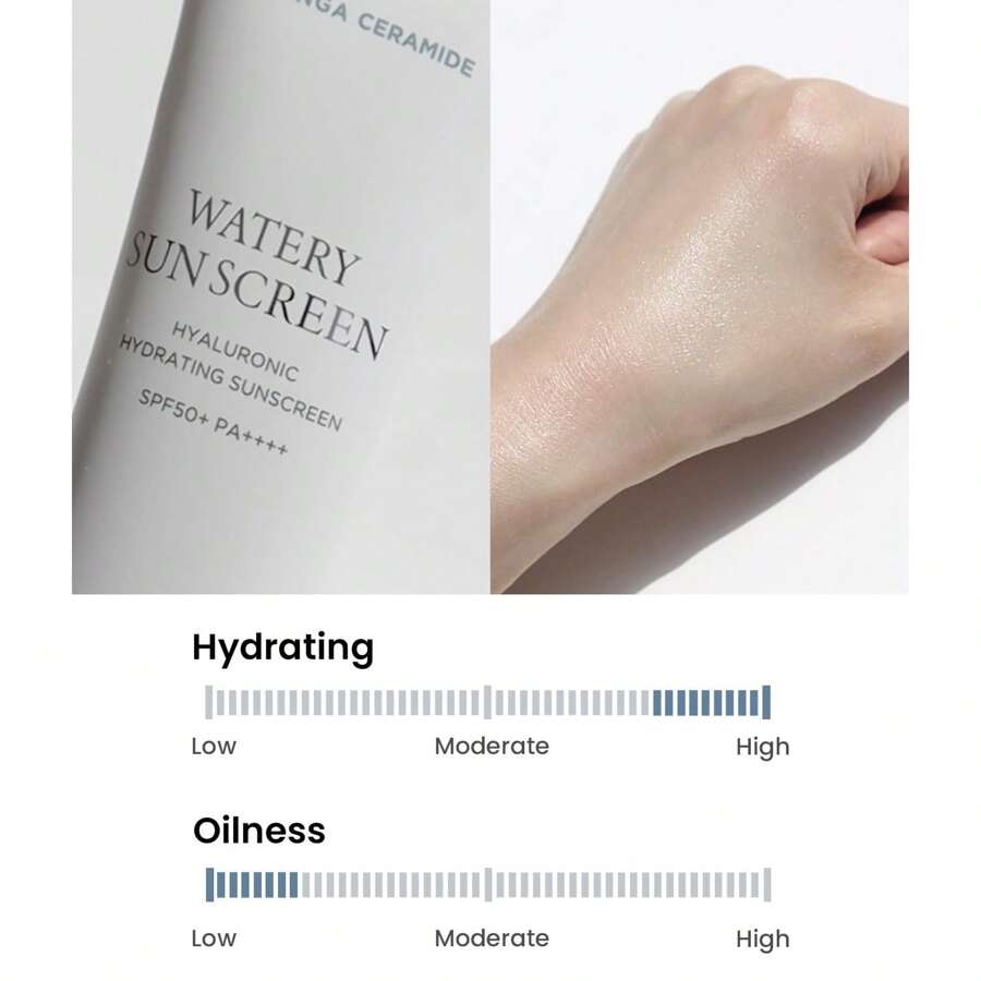 heimish Moringa Ceramide Hyaluronic Hydrating Watery Sunscreen 50ml - SPF Face Moisturiser, Daily Sunscreen For Face, Broad Spectrum SPF 50