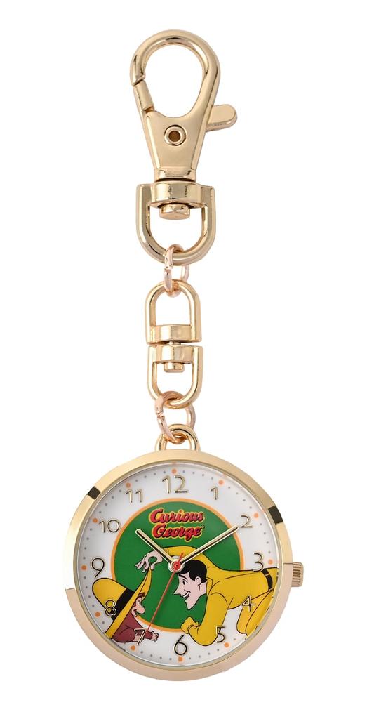 Fieldwork Curious George Analog Wristwatch with Japanese Easy to Attach with Keychain Bag Normal KC Watch Movement, Hook, Watch, Charm, GG002-3 GR,