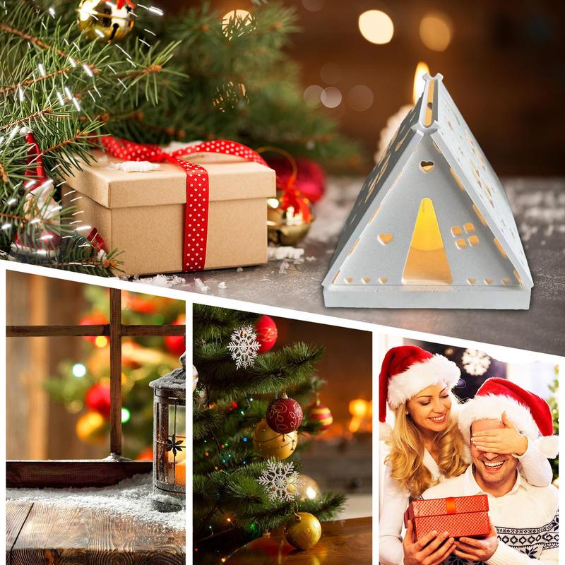 Tealight Candle Holder Mold Silicone Hollow Stars And Moon House Shape Candlestick Casting Mold Camping Tent Mold For Plaster