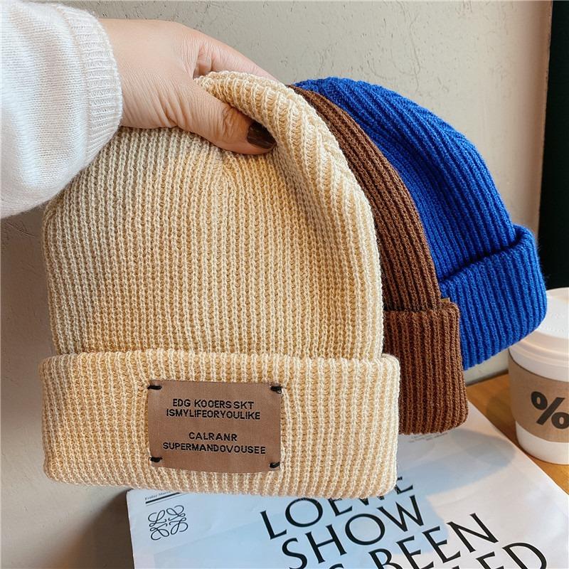 Hat Knitted Wool Hat Shows the Face Small Autumn and Winter Warm Fashion Versatile Cold Hat Women's Big Head Circumference Hat