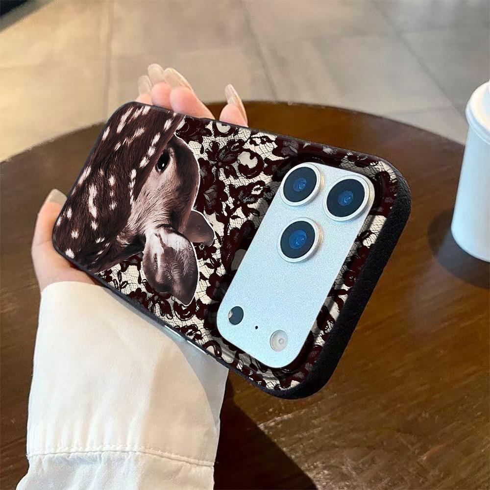 Lace Deer Pattern Silicone Phone Case For iPhone 17 Pro Max 11 12 13 14 15 16 Pro 17 Air 15 14 Plus X XS XR Soft Cover
