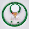 3Pcs Vintage Simple Imitation Jade Necklace Bracelet Earrings Jewelry Set For Women Temperamen Banquet Accessory