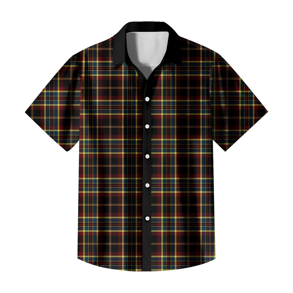 Pánské ležérní tričko s krátkým rukávem, úzké módní pánské s kostkovaným potiskem