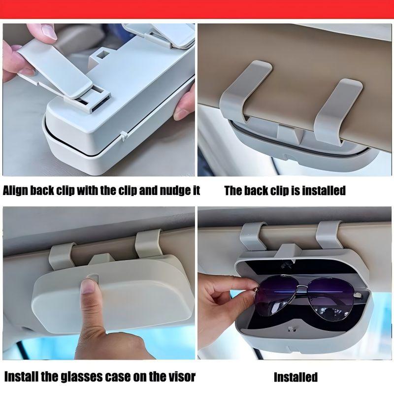 Scatola Multifunzione per Occhiali da Auto Portatile Porta Occhiali da Sole per Auto Porta Occhiali da Guida per Auto Custodia per Occhiali con Interruttore a Pressione Parasole
