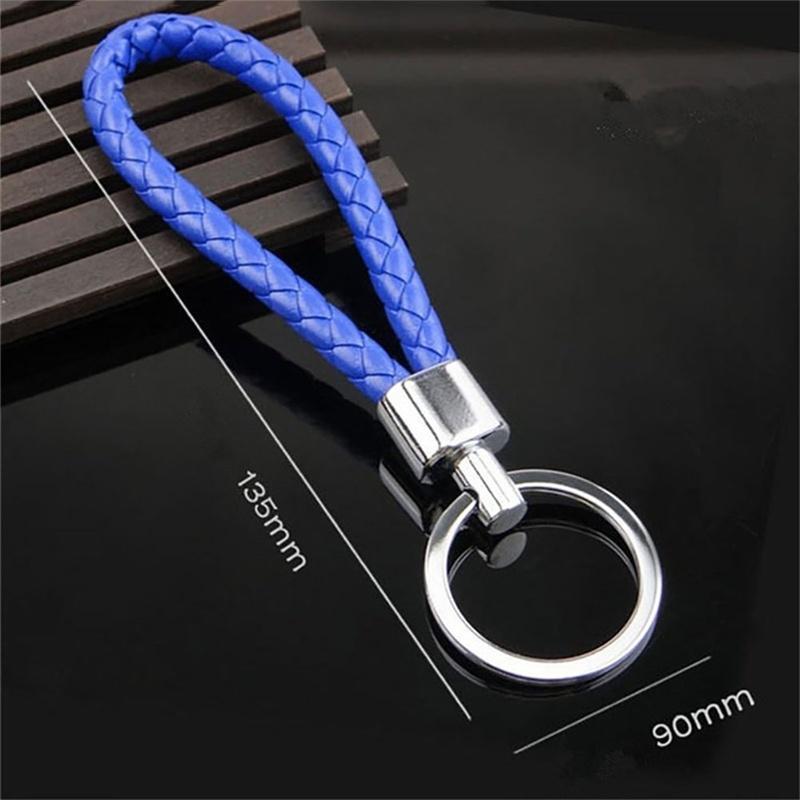 Braided PU Leather Cord Strap Key Chain Car Key Holder Keyring Charm Bag Pendant
