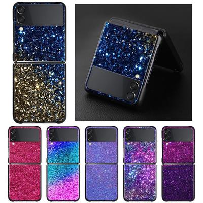 Bling Sparkle Glitter Czarna Twarda Skorupa Do Samsung Galaxy Z Flip3 5G Pokrywa do Samsung Galaxy Z Klapki PC Skrzynki Pokrywa Fundas
