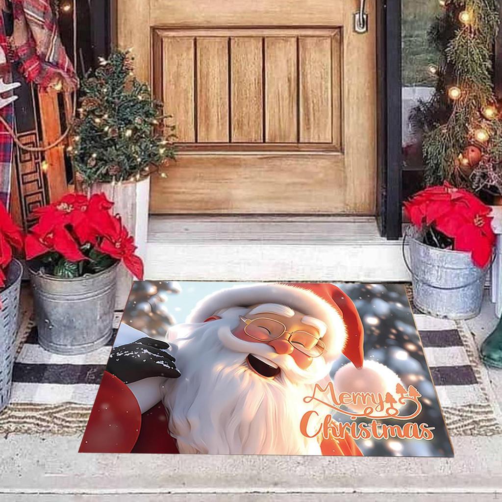 Christmas Door Mat Santa Claus Area Rug Farmhouse Runner Rugs for Dining Room,