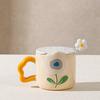 Pastoral Cute Small Flower Mug with Lid Spoon Water Cup Girls' Souvenir Gift Ceramic Cup Ins Feng Shui Cup