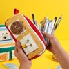 TOME Adorable Cartoon Pizza Sandwich Double Zipper Pencil Case - Large Capacity for Girls and Students