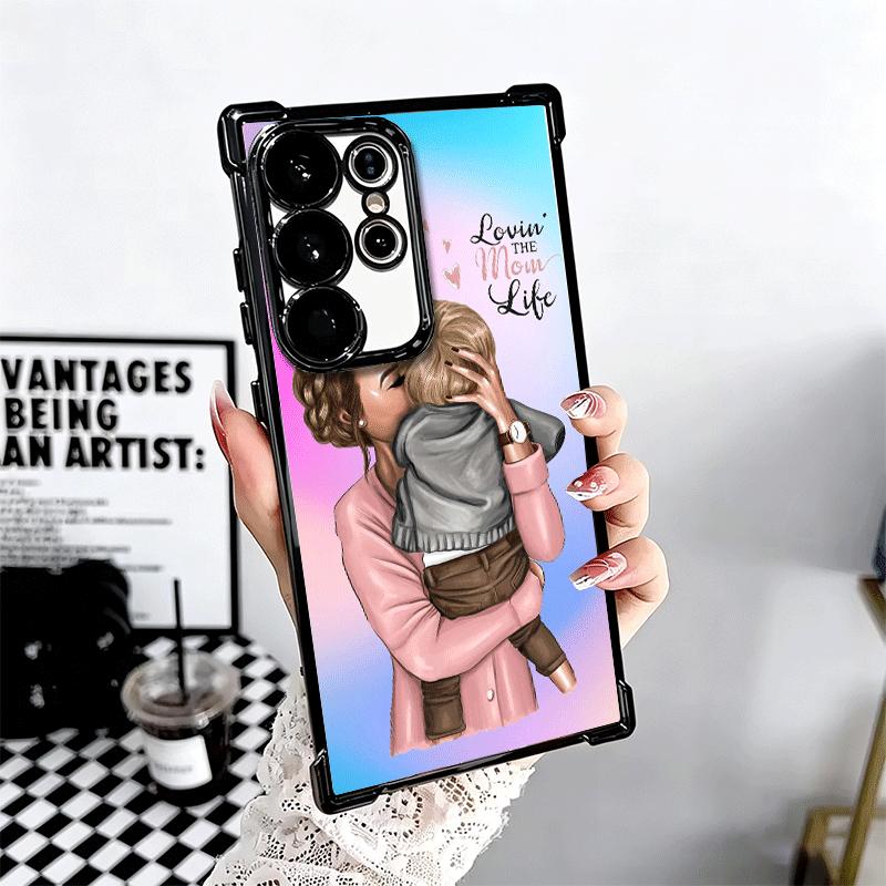 Girl Mom Baby Color Design Plating Phone Case For Samsung Galaxy S24 S25 FE S26 Edge S23 Ultra S22 S21 Plus S20 Anti-Fall Airaba