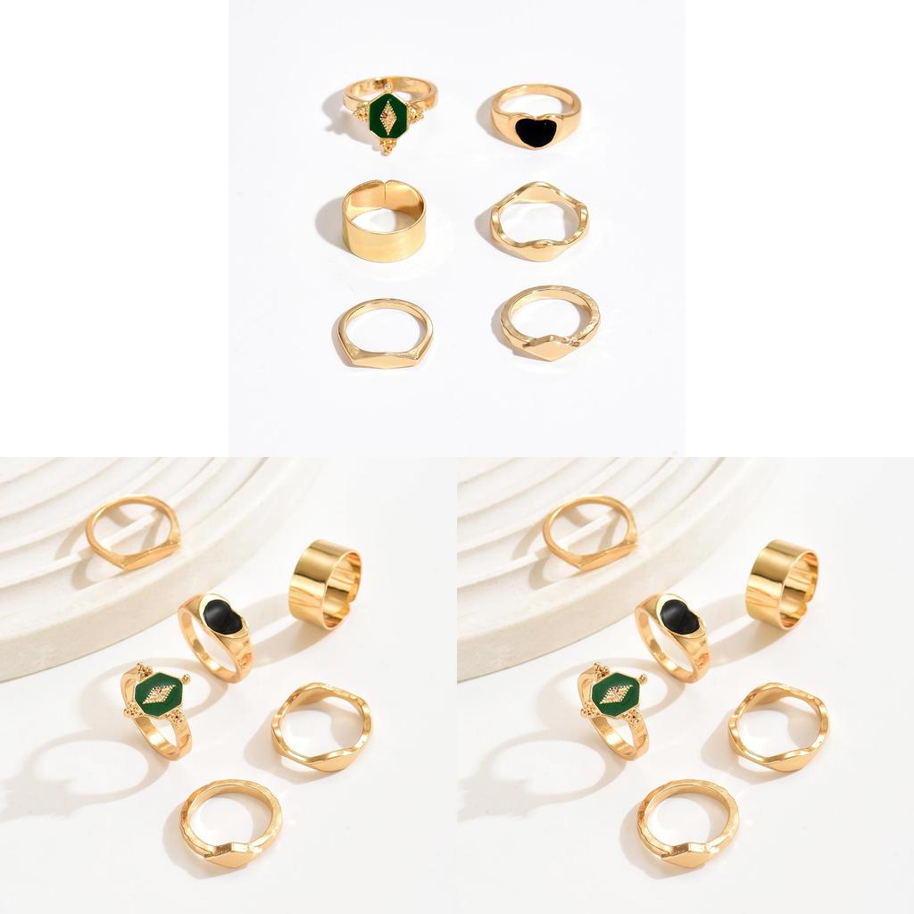 Geometric Heart Ring Jewelry Pack For Women With Electroplated Finish