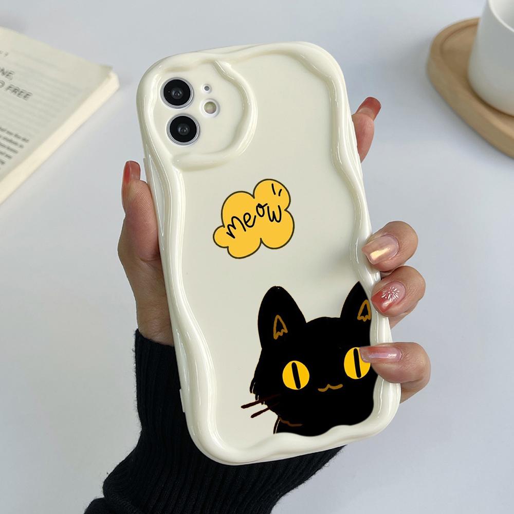 LZ9 мультяшный кот милый художественный дизайн прозрачные мягкие волнистые чехлы — фото 13