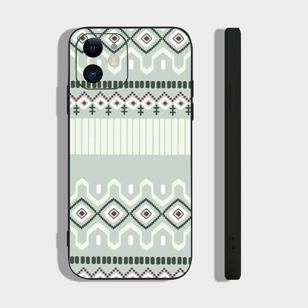 Bohemian Pattern Phone Case For IPhone 17 Air 16 15 14 13 Pro Max 11 12 Black Silicone Cover