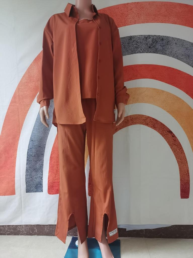 Ensemble 3 Pièces Automne Moyen-Orient 2024: Chemise à manches longues, Gilet et Pantalon pour le trajet domicile-travail.