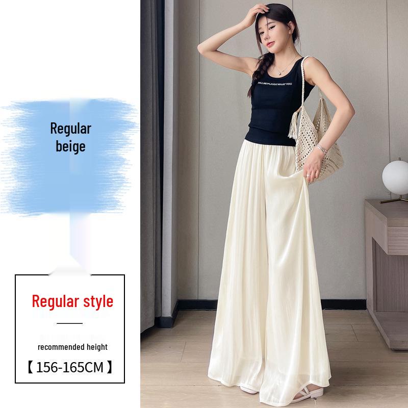 

Women s 2026 High-Waisted Glazed Gauze Ice Silk Skirt Pants - Spring/Summer Sun Protection, Thin Floor-Length Design Large