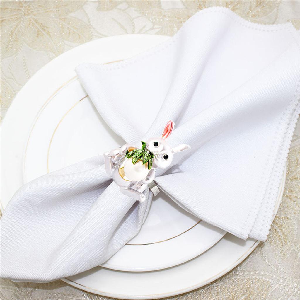 Metal Napkins Rings Set of 6 Bunny Ear Easter Napkins Rings Spring Rabbit Rings Holders for Easter Party Decoration