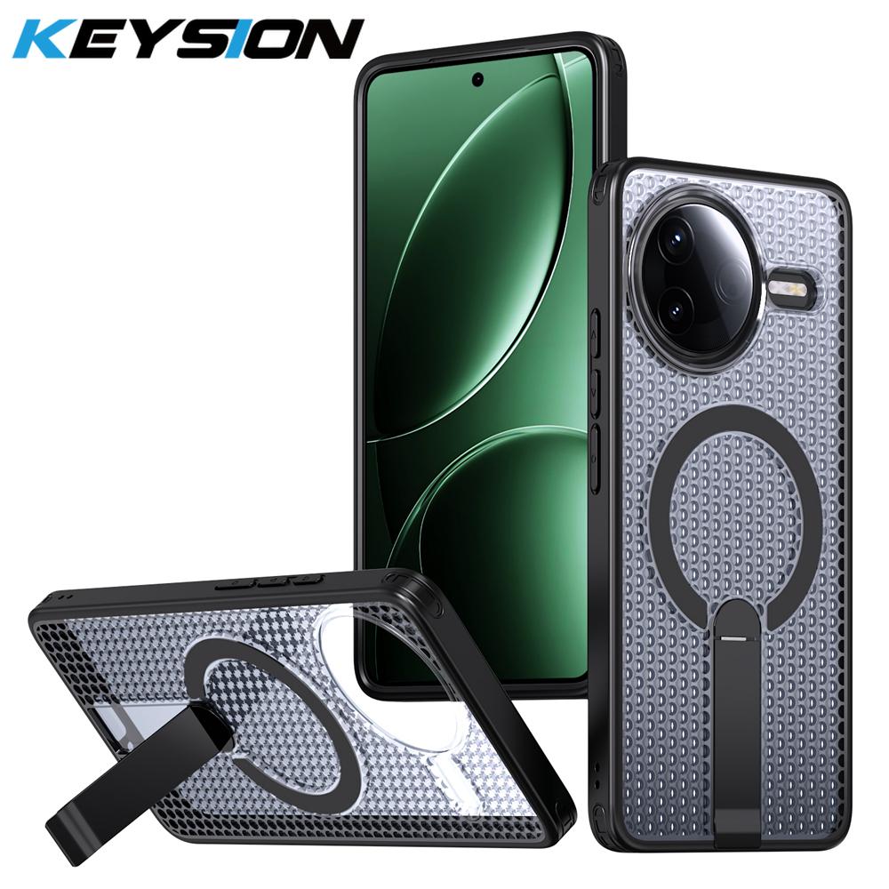 

KEYSION Hollow Heat Dissipation Case for Xiaomi POCO F7 Pro Magnetic Cooling Hide Stand Shockproof Phone Cover for POCO F7 Ultra for POCO F7 Pro чёрный