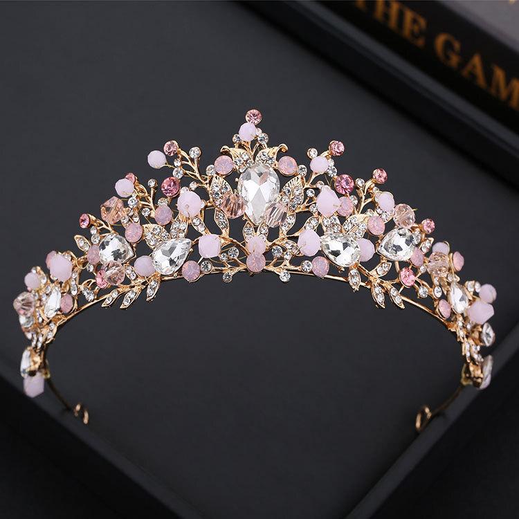Bridal Crown High end Rhinestone European Style Gold Handmade Crown Tiara Hair Accessories Birthday Party Wedding Headband Jewelry