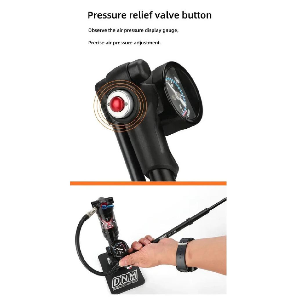 DNM Bicycle Portable Air Pump 300PSI For Air Shock Absorber Bike Air Front Fork Bicycle Tire Mini Pump