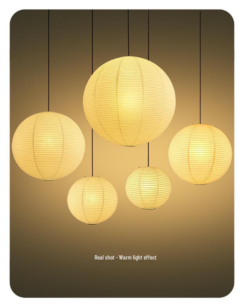 Isamu Noguchi Round Paper Lantern: Vintage Japanese Style Pendant Light for Bedroom, Hotel, Guesthouse, or Bar.