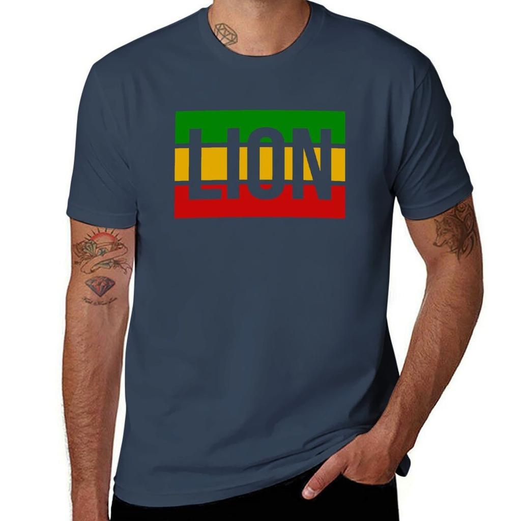 Rasta Lion Flag In Reggae Colors T-Shirt Cotton T Shirts High Quality Cotton T Shirts Man 100% T-Shirt