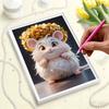 5D DIY Frameless Pearl Painting Hamster and Flowers Pattern Painting Kit Suitable for Home Living Room Bedroom and Other Wall Decoration Art Paintings