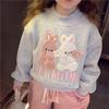 Girls' Fleece-Lined Cartoon Rabbit Sweatshirt Pullover