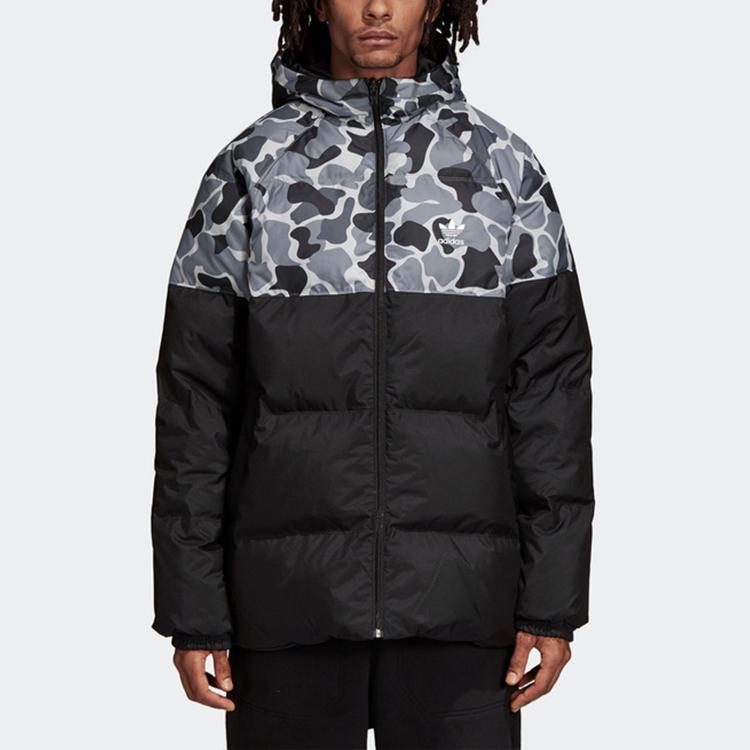 adidas Originals Color Block Reversible Hooded Down Jacket Men Outerwear Black DP8551