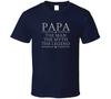 Papa Man Myth Legend Navy with Grey T Shirt