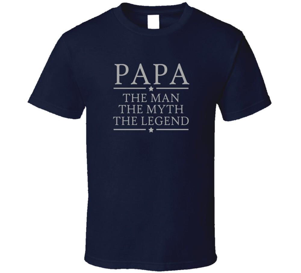 Papa Man Myth Legend Navy with Grey T Shirt