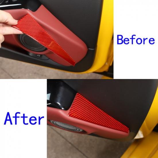 Red Carbon Fiber Door Speaker Horn Cover Trim Decor for Toyota Supra 19-22