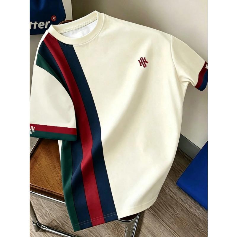 Summer Men's Round-neck T-shirt with 3D Print Colorful Design Breathable Lightweight Casual Fashionable Streetwear Clothing