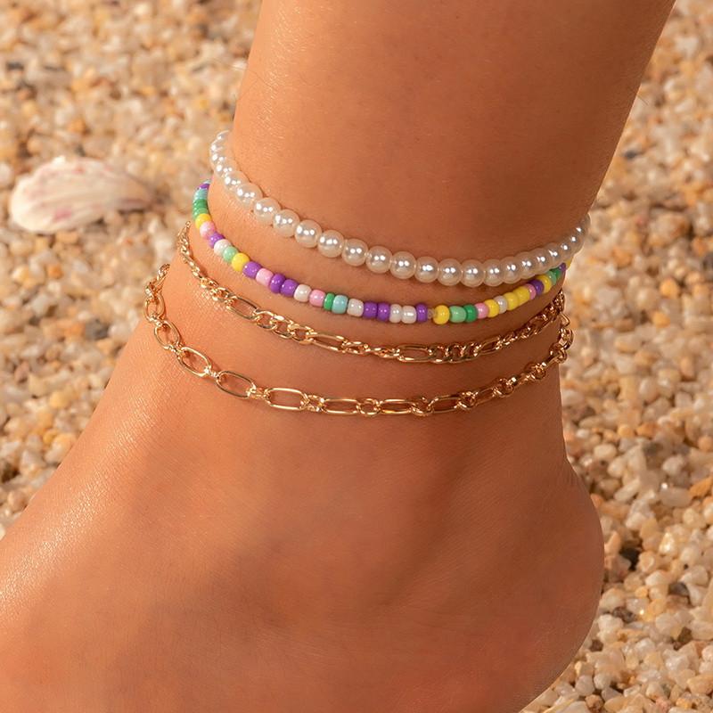 2-4Pcs/Set Bohemia Natural Shell Anklets for Women Fashion Summer Beach Barefoot Foot Chian Bracelet On Leg Ankle Accessories