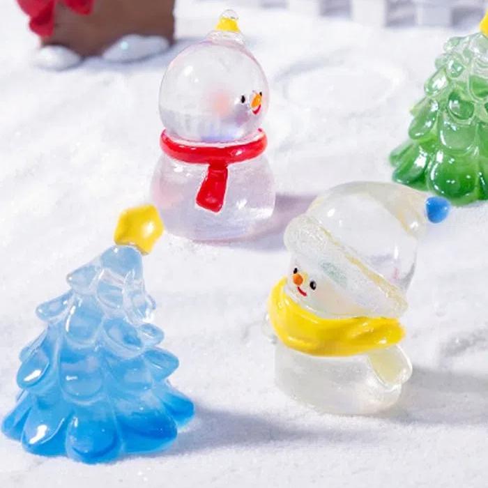 10pcs Cute Snowman Miniature Figurines Transparent Merry Christmas Decoration  Christmas Gift