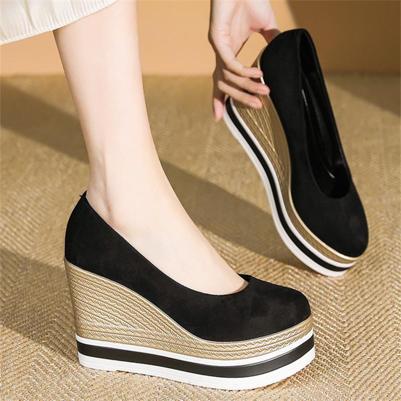 Fashion Women's Shoes 2025 Spring New Casual Shoe Designer Wedge Shoes for Women Luxury Party High Heels Single Shoes Slip-On Loafers