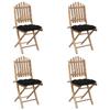 Mobilier à dîner d'extérieur pliable 5 pcs avec coussins Bambou