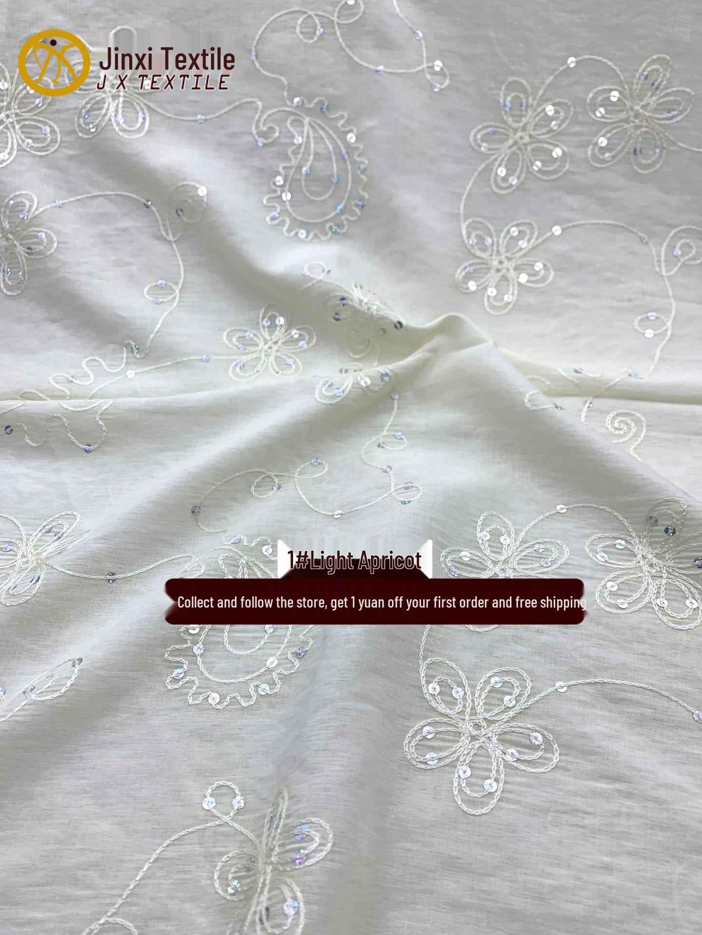 Retro Gradient Floral Sequin Cotton Embroidery Fabric for Children s Lolita Fashion Wear