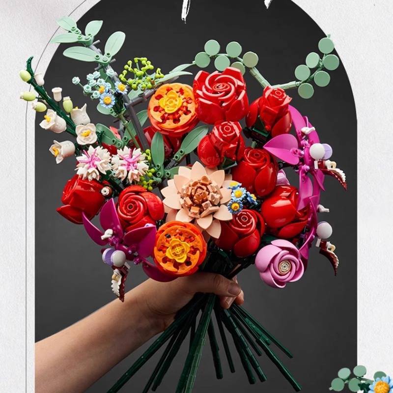 Set di Costruzione Compatibile con Fiori Secchi Per Regalo Romantico Decorazione per la Casa