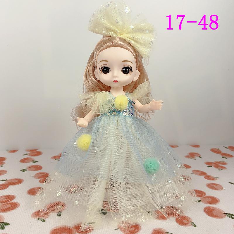 17cm 8-Point BJD Princess Doll with Denim Wedding Dress - 6-Inch Dress-Up Toy Set with Tops and Shorts