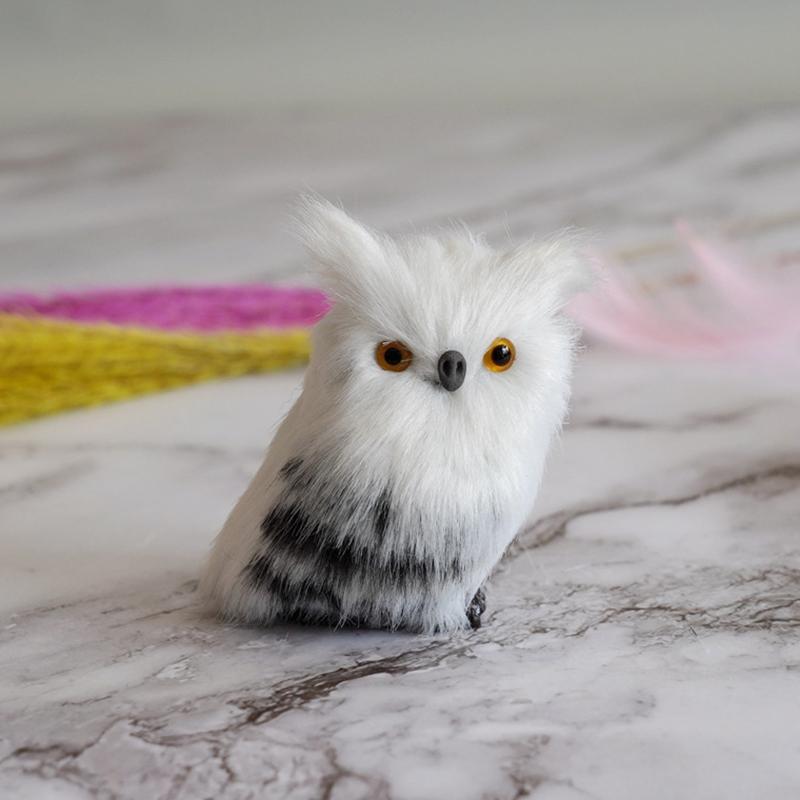 Cute Artificial Owl White Black Furry Christmas Bird Ornament Decoration Adornment Simulation For Home Decor Gift
