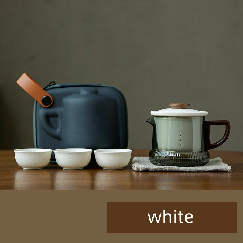 

ortable 1 Чаша 3 Чашки фарфоровый Китайский Кунг-Фу Дорожный Чайный Сервиз Чайная Утварь Чайник Для Чая Чайник Чайник Чашки Набор Чайник белый