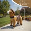 Ride On Horse, Plush Walking Horse Toy with Wheels and Saddle for Ages 3-5 Years Old, Brown