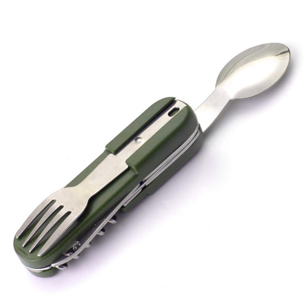 7 In 1 Stainless Steel Foldable Outdoor Tableware: Fork, Spoon, Knife for Picnic, Camping, Hiking, Travelling