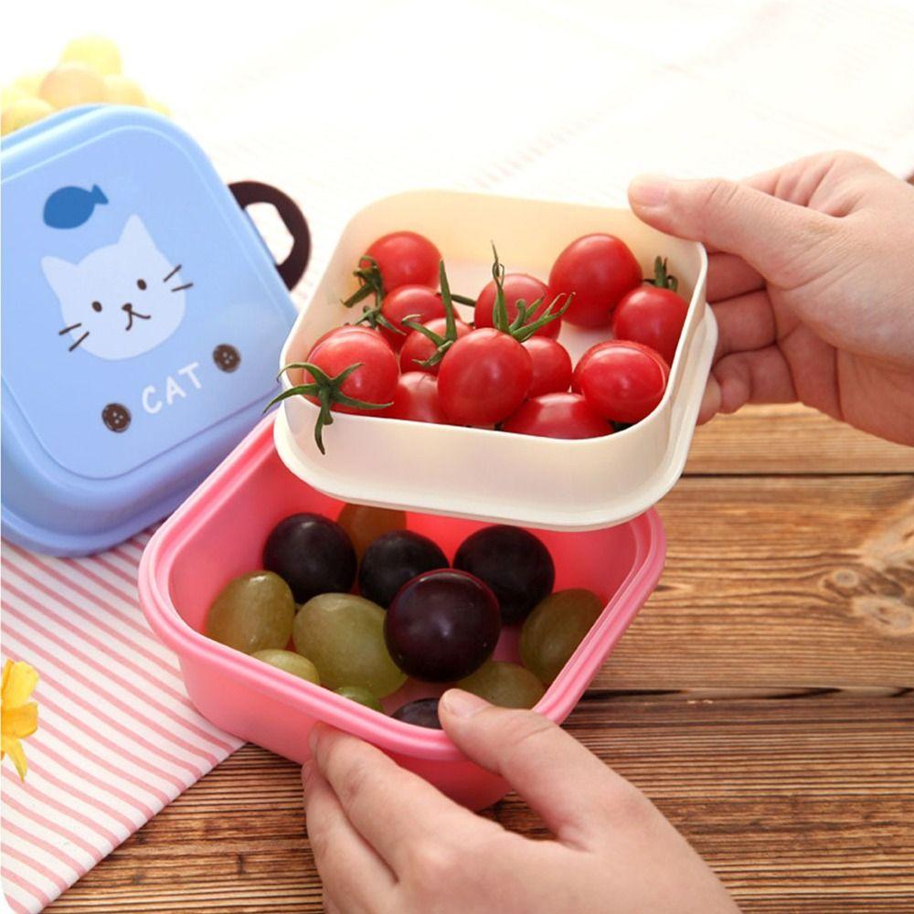 Double Layer Snack Plastic Animal Children Lunch Box Fresh Keeping Box Tableware Food Storage Box