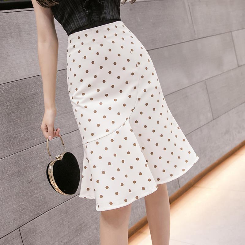 Woman's Half-Length Pleated Wrap The Buttocks Skirt Lace Medium Length Split Fishtail Skirts Spring and Autumn