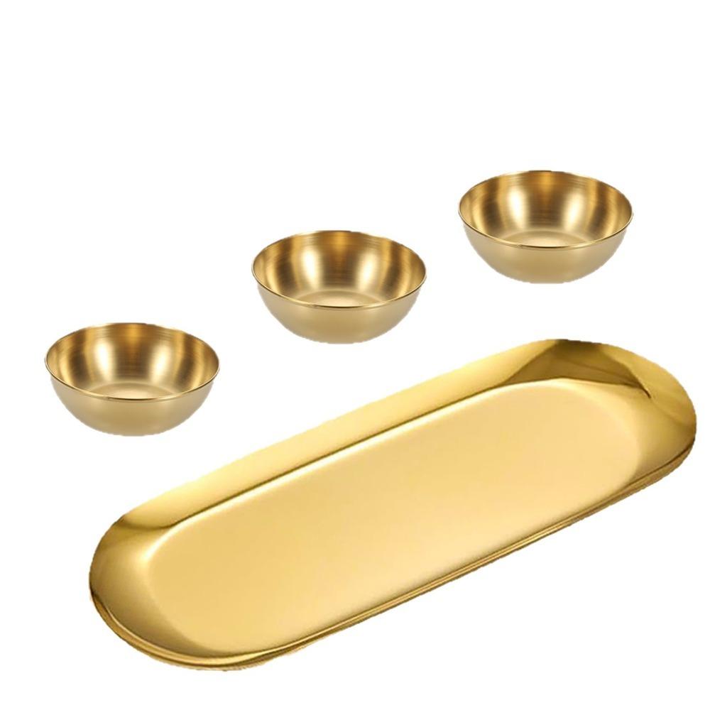 Korean Style Seasoning Dish 304 Stainless Steel Dipping Plate Durable Kimchi Plate Restaurant