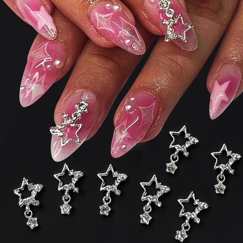 5/10 buc. Pentagram Star Nail Art Charm Inimă strălucitoare Saturn Planet Strasuri 3D Decorare unghii Sclipici Accesorii pentru manichiura unghiilor
